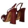 Dolce & Gabbana Women's Burgundy Bow Applique Leather Heels