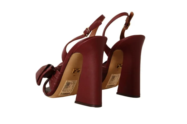 Dolce & Gabbana Women's Burgundy Bow Applique Leather Heels
