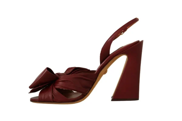 Dolce & Gabbana Women's Burgundy Bow Applique Leather Heels