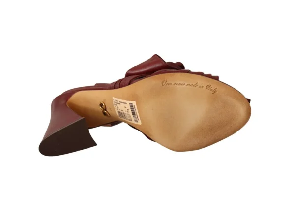 Dolce & Gabbana Women's Burgundy Bow Applique Leather Heels