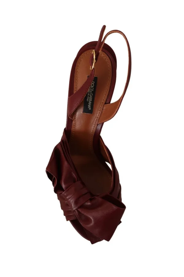 Dolce & Gabbana Women's Burgundy Bow Applique Leather Heels