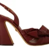 Dolce & Gabbana Women's Burgundy Bow Applique Leather Heels