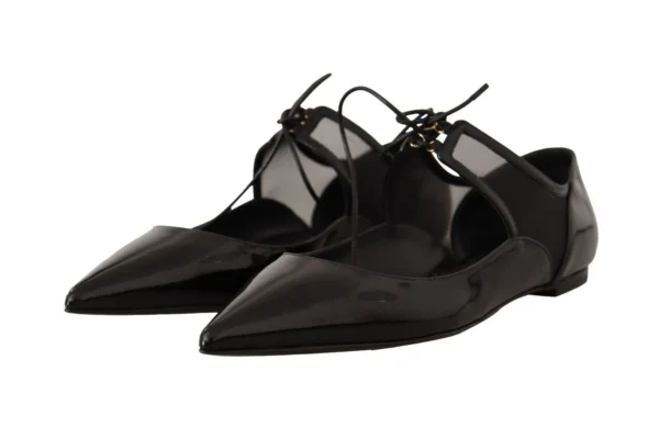 Dolce & Gabbana Women's Elegant Pointed Toe Lace-Up Ballerina Flats