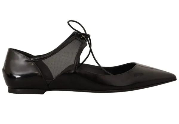Dolce & Gabbana Women's Elegant Pointed Toe Lace-Up Ballerina Flats