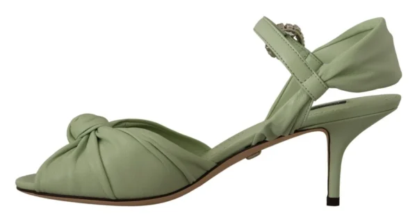 Dolce & Gabbana Women's Elegant Aqua Green Ankle Strap Crystal Sandals