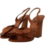 Dolce & Gabbana Women's Elegant Brown Ankle Strap Heels with Bow Detail