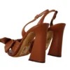 Dolce & Gabbana Women's Elegant Brown Ankle Strap Heels with Bow Detail