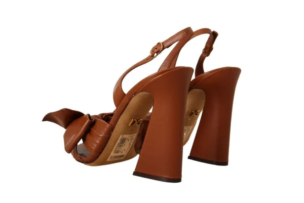 Dolce & Gabbana Women's Elegant Brown Ankle Strap Heels with Bow Detail