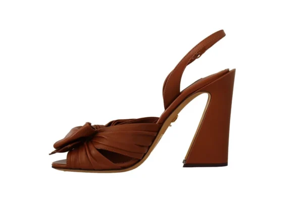 Dolce & Gabbana Women's Elegant Brown Ankle Strap Heels with Bow Detail