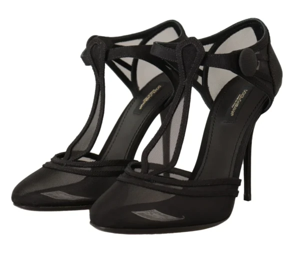 Dolce & Gabbana Women's Elegant Mesh T-Strap Stiletto Pumps