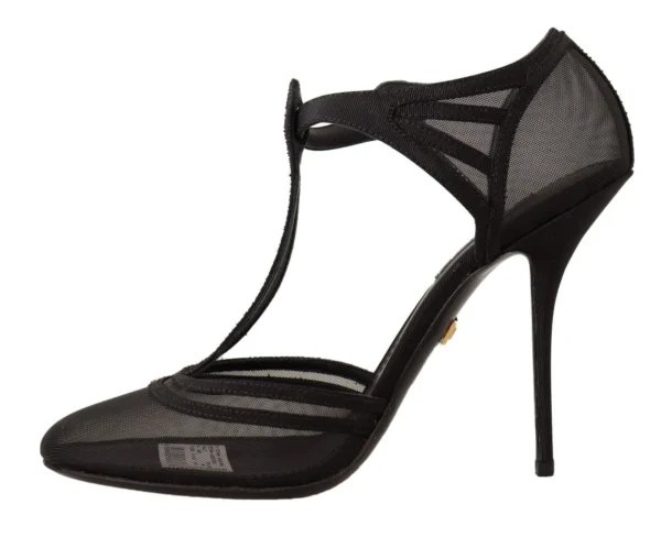 Dolce & Gabbana Women's Elegant Mesh T-Strap Stiletto Pumps