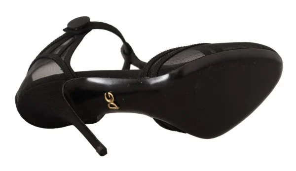 Dolce & Gabbana Women's Elegant Mesh T-Strap Stiletto Pumps