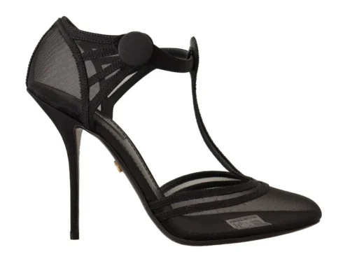 Dolce & Gabbana Women's Elegant Mesh T-Strap Stiletto Pumps