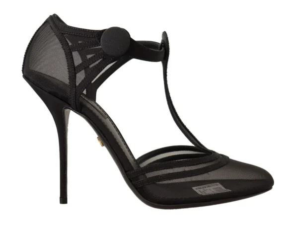 Dolce & Gabbana Women's Elegant Mesh T-Strap Stiletto Pumps
