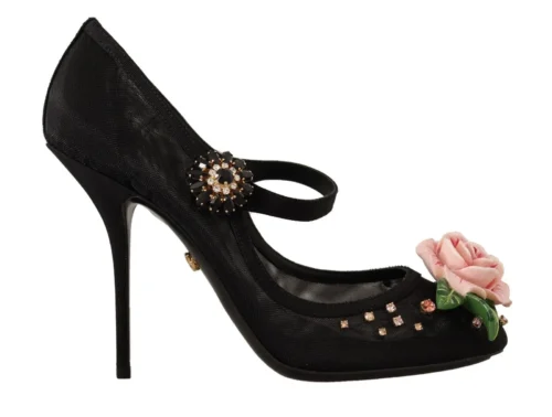 Dolce & Gabbana Women's Elegant Floral Crystal Mesh Pumps