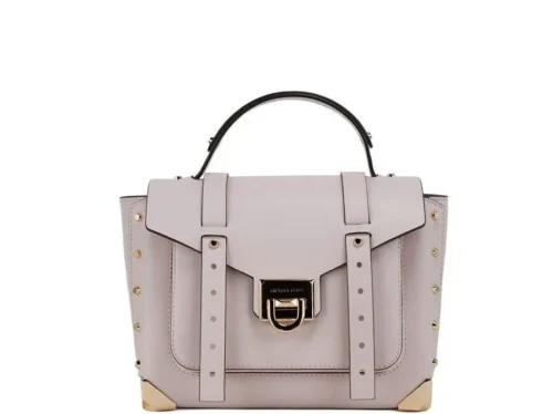 Michael Kors Women's Manhattan Medium Powder Blush Leather Top Handle Satchel Handbag