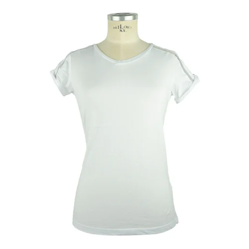 Patrizia Pepe Women's Chic Cotton-Linen Crew Neck Top with Embellishments
