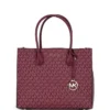 Michael Kors Women's Mercer Large Mulberry Signature PVC Satchel Bag Crossbody Handbag