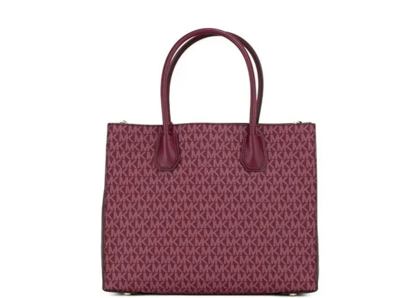 Michael Kors Women's Mercer Large Mulberry Signature PVC Satchel Bag Crossbody Handbag