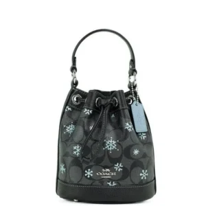COACH Women's Alice Small Brown Black Crossgrain Leather Satchel Crossbody Bag