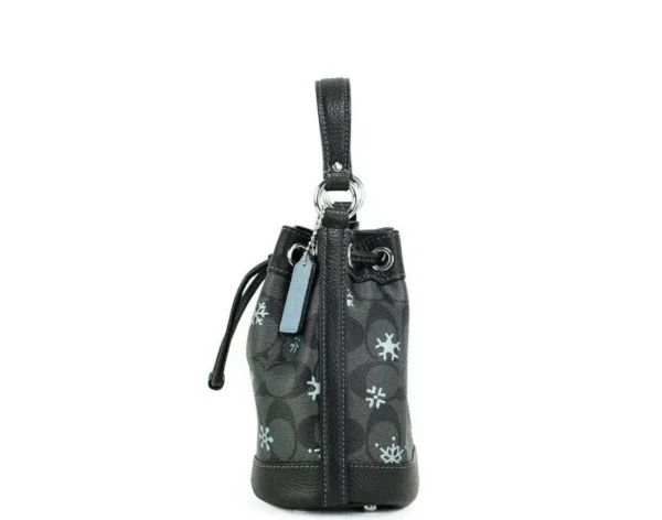 COACH Women's Dempsey 15 Small Snowflake Print Graphite Coated Canvas Bucket Bag