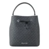 Michael Kors Women's Suri Large Black Signature Bucket Crossbody Drawstring Hobo Handbag