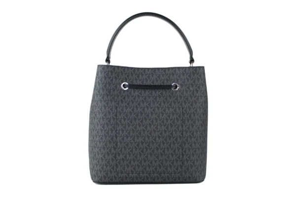 Michael Kors Women's Suri Large Black Signature Bucket Crossbody Drawstring Hobo Handbag