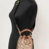 COACH Women's Dempsey 15 Small Snowflake Print Khaki Coated Canvas Bucket Bag