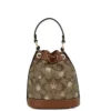 COACH Women's Dempsey 15 Small Snowflake Print Khaki Coated Canvas Bucket Bag