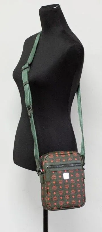 MCM Women's Klassik Mini Winter Moss Visetos Leather Multifunction Crossbody Handbag Green