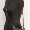 Michael Kors Women's Mercer Small Black Signature Leather Bucket Crossbody Handbag Purse