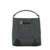 Michael Kors Women's Mercer Small Black Signature Leather Bucket Crossbody Handbag Purse
