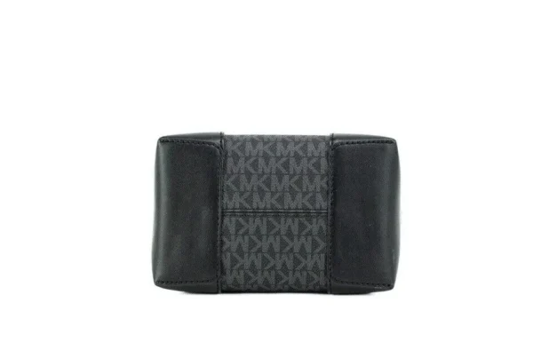 Michael Kors Women's Mercer Small Black Signature Leather Bucket Crossbody Handbag Purse