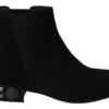 Dolce & Gabbana Women's Elegant Suede Mid-Calf Boots with Studded Heels