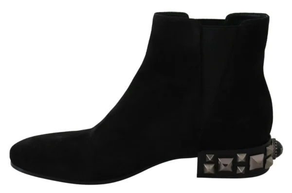 Dolce & Gabbana Women's Elegant Suede Mid-Calf Boots with Studded Heels