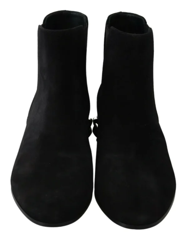 Dolce & Gabbana Women's Elegant Suede Mid-Calf Boots with Studded Heels