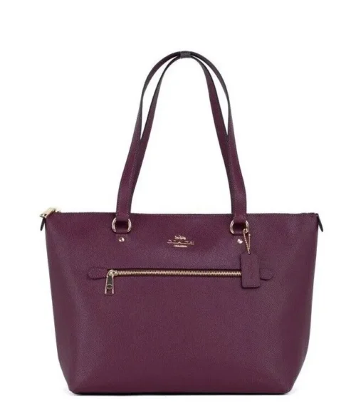 COACH Women's Black Cherry Leather Gallery Shoulder Tote Handbag Purse Bag