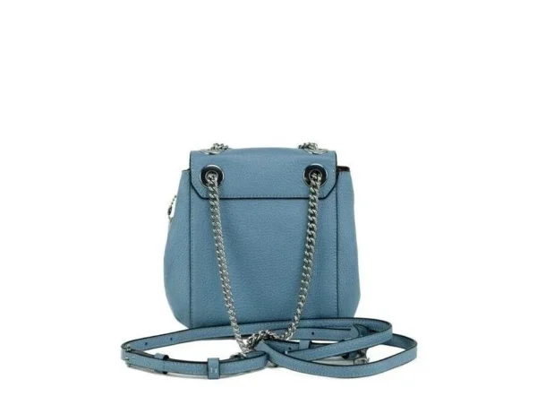 COACH Women's Mini Cornflower Blue Pebble Leather Convertible Chain Backpack Bag