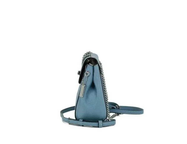 COACH Women's Mini Cornflower Blue Pebble Leather Convertible Chain Backpack Bag
