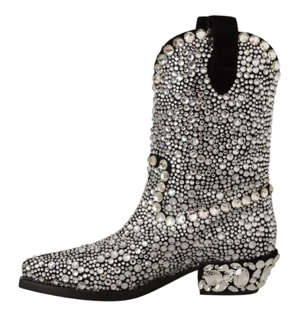 Dolce & Gabbana Women's Crystal-Embellished Black Suede Boots