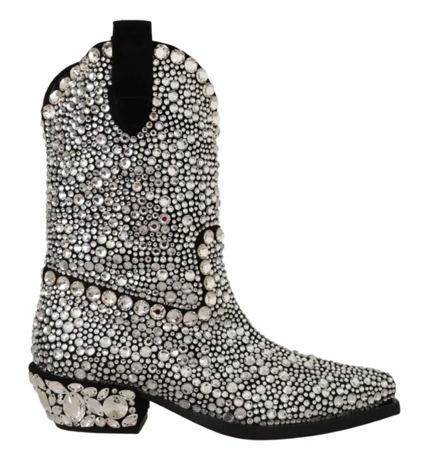 Dolce & Gabbana Women's Crystal-Embellished Black Suede Boots