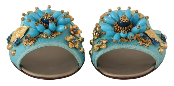 Dolce & Gabbana Women's Exquisite Crystal-Embellished Exotic Leather Sandals
