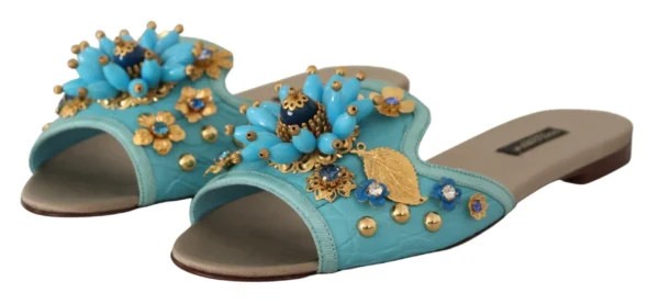 Dolce & Gabbana Women's Exquisite Crystal-Embellished Exotic Leather Sandals