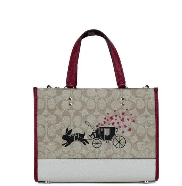 COACH Women's Dempsey Medium Lunar New Year Rabbit Signature Carryall Tote Bag