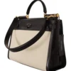 Dolce & Gabbana Women's Elegant Monochrome Leather and Canvas Bag