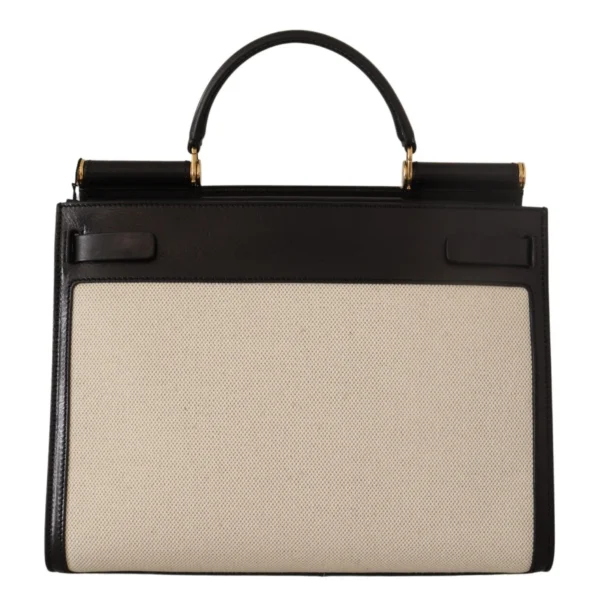 Dolce & Gabbana Women's Elegant Monochrome Leather and Canvas Bag