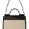 Dolce & Gabbana Women's Elegant Monochrome Leather and Canvas Bag
