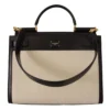 Dolce & Gabbana Women's Elegant Monochrome Leather and Canvas Bag