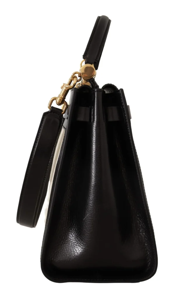 Dolce & Gabbana Women's Elegant Monochrome Leather and Canvas Bag