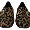 Dolce & Gabbana Women's Elegant Leopard Crystal Gem Loafers